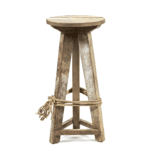 Liesje round bar stool natural teak outdoor