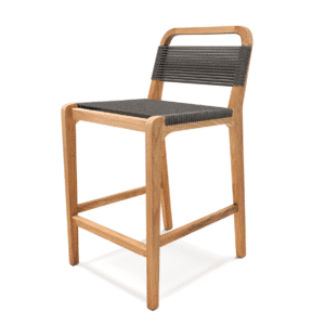 Lanzada bar chair natural teak black rope